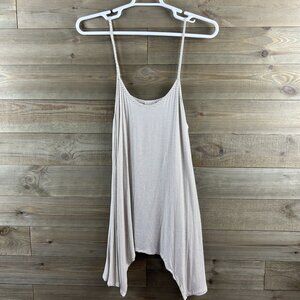 LOGO Layers Womens Tank Top Striped Asymmetrical Hemline Spaghetti Strap Size XL